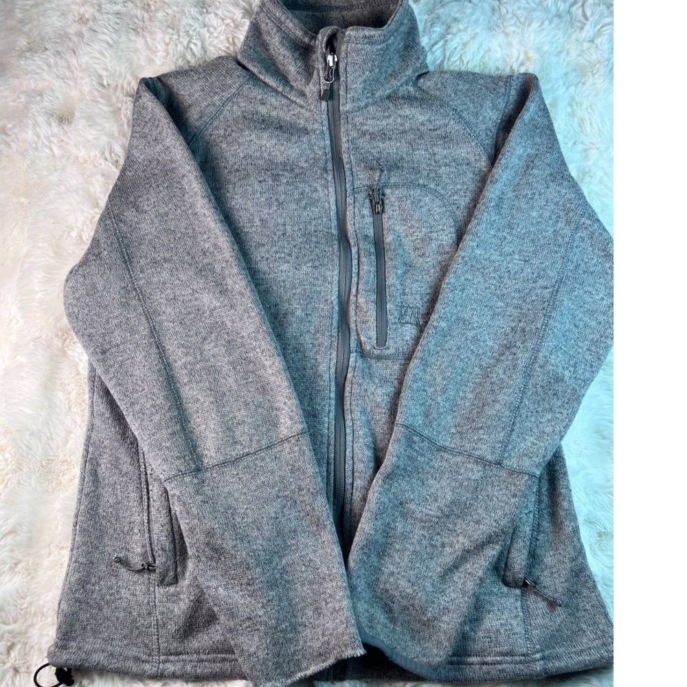 Avalanche Outdoor Full Zip Fleece Jacket Men Medium Gray Sweater Knit Hiking A12